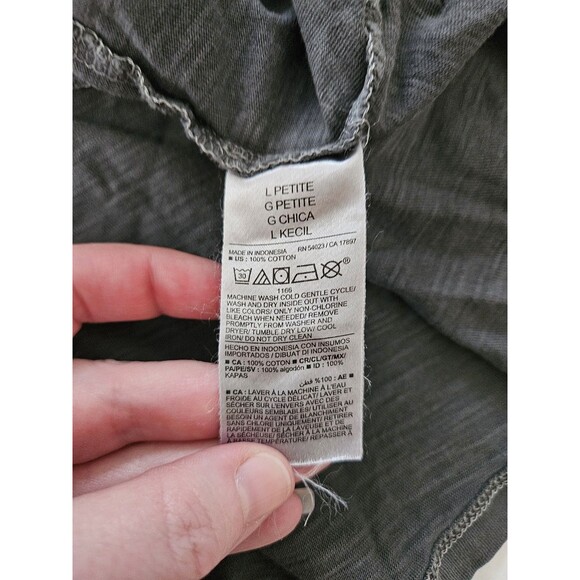 Old Navy Distressed Gray Tiered Babydoll Dress Sz L Petite - Picture 9 of 9